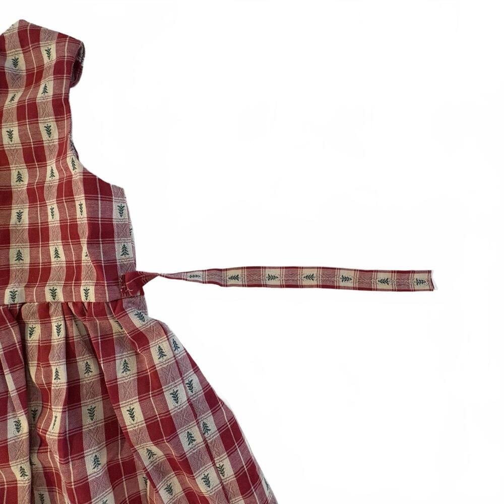 Vintage Girls Plaid Tree Prairie Dress Jumper Pinafore Preppy Cottage Boho XL - Picture 8 of 8